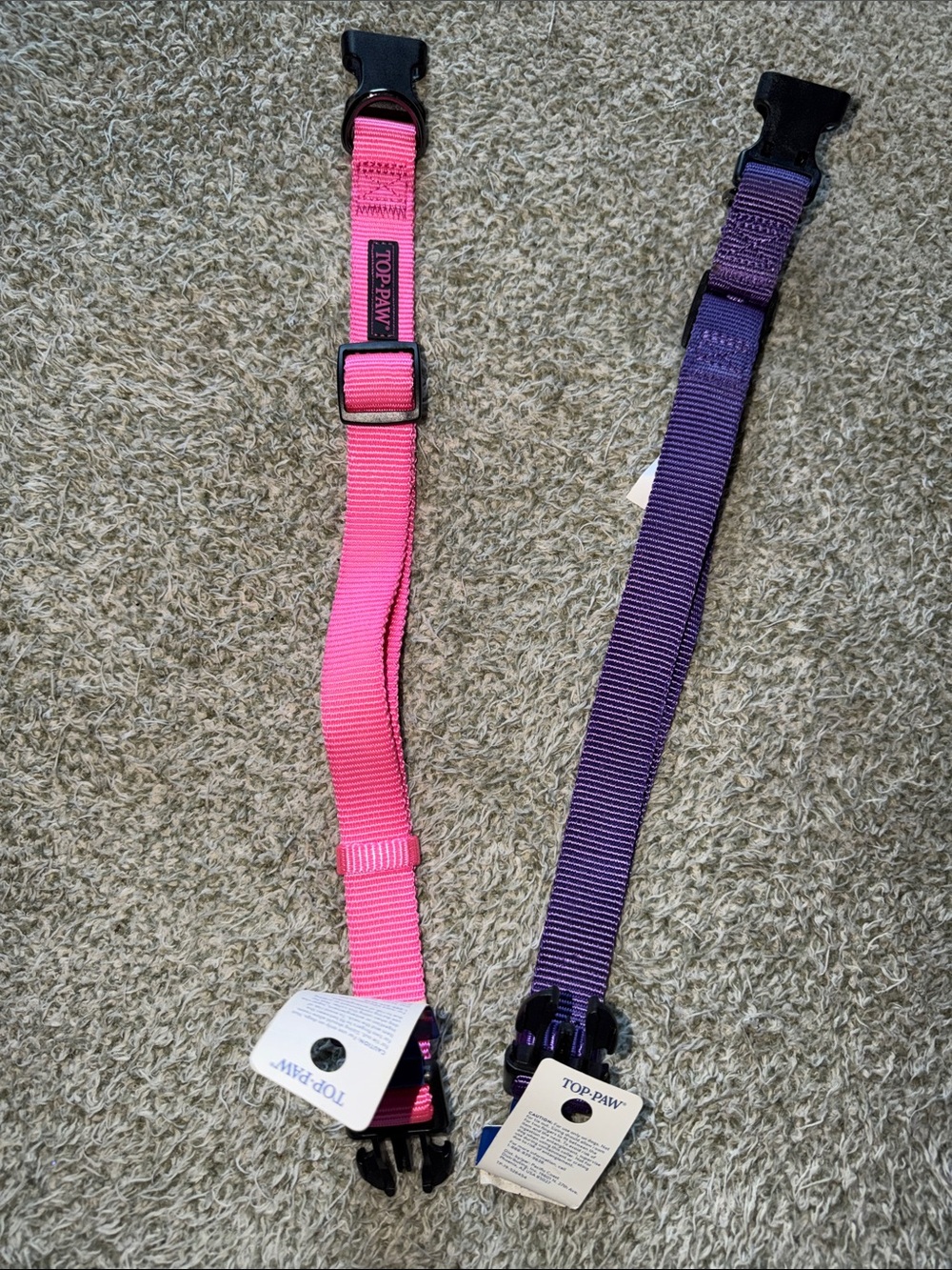 Top Paw Kids Adjustable Pink and Purple Nylon Collars - Pack of 2